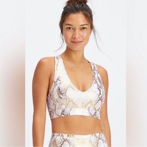 Fabletics Gold & White Snake Print Sports Bra